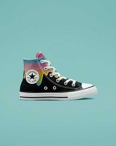 Chuck Taylor All Star Glitter Drip Black/Natural Ivory/Pink, Outer Side View