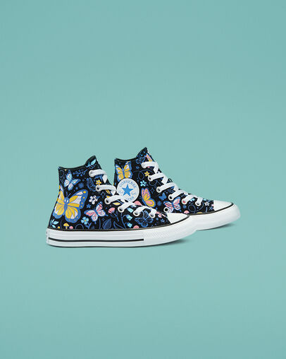 Chuck Taylor All Star Butterfly Black/Bleached Cyan/Pink Gaze, Detail Angle View