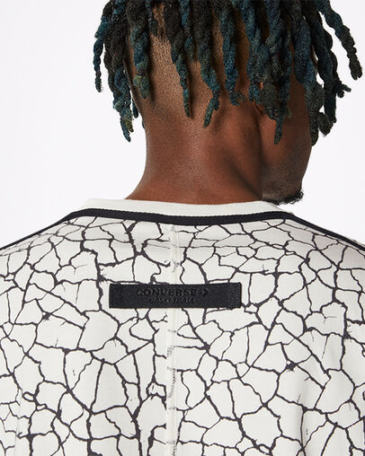 Crossover Print Short Sleeve T-Shirt Crackle Egret