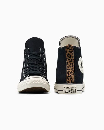 Chuck Taylor All Star Leopard Suede Black/Sand Dune/Egret, Heel View