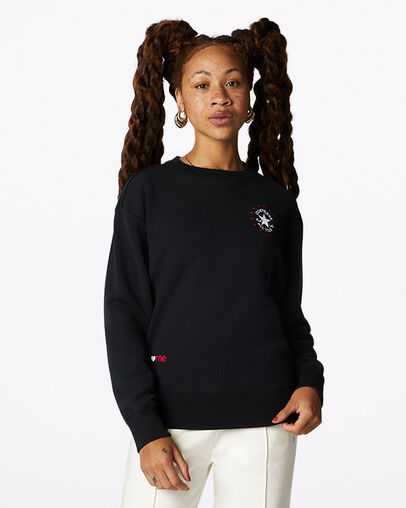 Sudadera Love Me Crew Neck Negro Converse, Front View