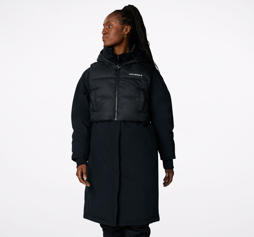 Convertible Long Down Jacket Negro Converse