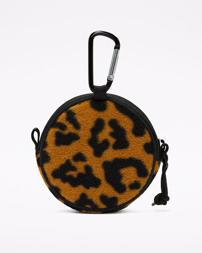 Leopard Fleece Circle Utility Pouch Leopard Fur/Converse Black, Detail View