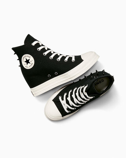Chuck Taylor All Star Wedge Platform Spikes Black/Egret/Brown, Angled View