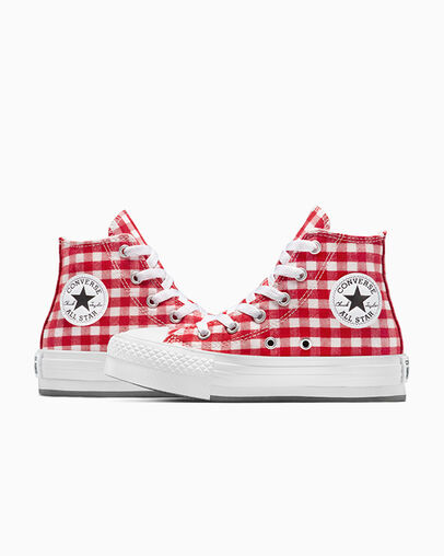 Chuck Taylor All Star EVA Lift Platform Checkered Vintage White/Red/White, Detail Angle View