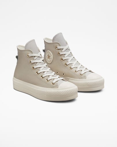 Chuck Taylor All Star Lift Platform Earthy Tones String/Pale Putty/Egret, Angled View