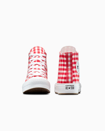 Chuck Taylor All Star EVA Lift Platform Checkered Vintage White/Red/White, Heel View