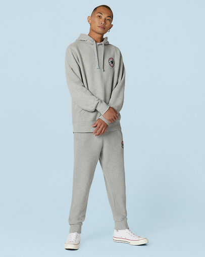 Pull-over hoodie Chuck Taylor Heritage M&eacute;lange gris vintage chin&eacute;, Full Body View