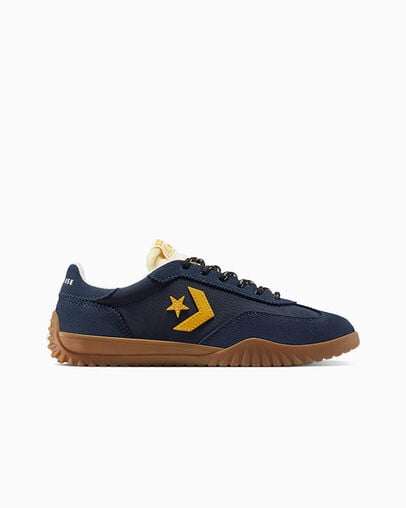 Run Star Trainer Suede Obsidian/Gum Honey/Sunny Angle, Outer Side View