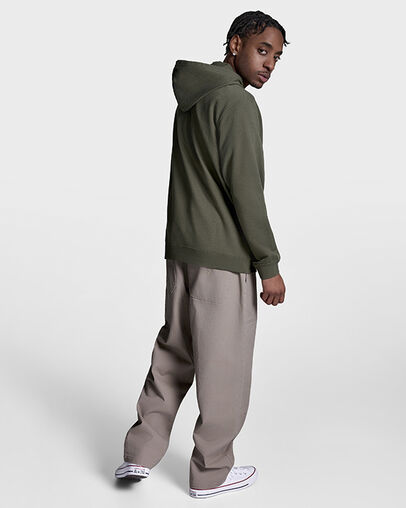 Embroidered Star Chevron Standard-Fit Fleece Hoodie Utility Green, Detail View