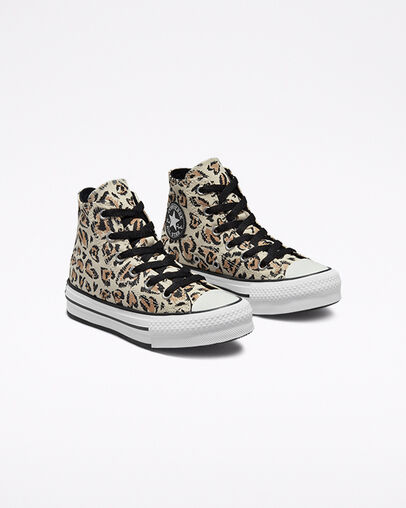 Chuck Taylor All Star Lift Platform Jungle Cats Driftwood/Black/White, Angled View