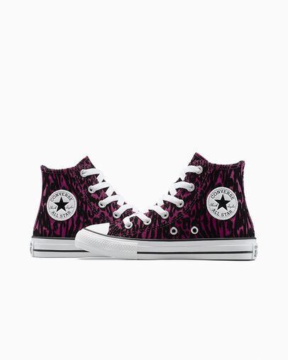 Chuck Taylor All Star Flocked Leopard Print Frozen Acai/White/Black, Detail Angle View