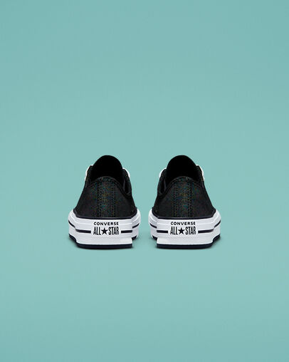 Chuck Taylor All Star Lift Platform Iridescent Leather Black/Black/White, Heel View