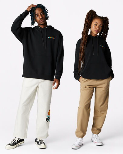 Be Nice Graphic Hoodie Converse Black, Full Body View