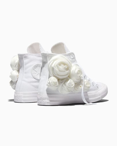 Chuck Taylor All Star 3-D Flourish White Roses, Heel View