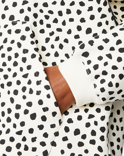 Court-Ready Cheetah Half Zip Hoodie Egret Spotted Leopard, Detail View