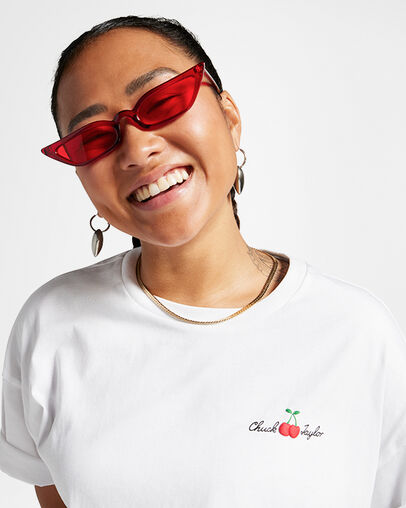 Oversized Cherry T-Shirt White, Detail View