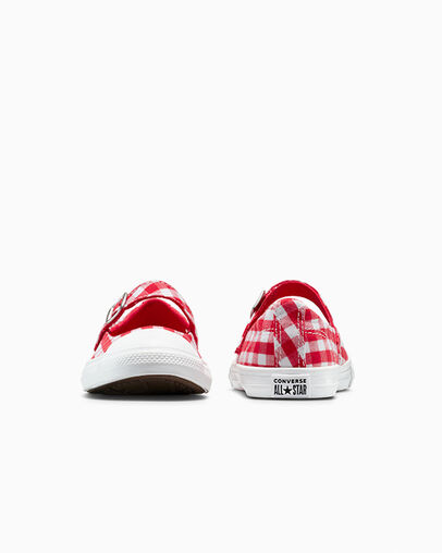 Chuck Taylor All Star Dainty Mary Jane Easy-On Checkered Red/Vintage White/White, Heel View