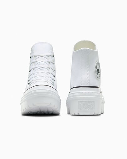Chuck Taylor All Star Lugged Heel Platform White/Black/Egret, Heel View