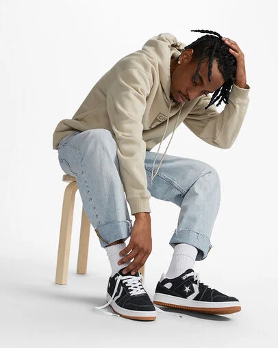 CONS AS-1 Pro Suede Zwart/Wit/Gum, On Foot Shot 2