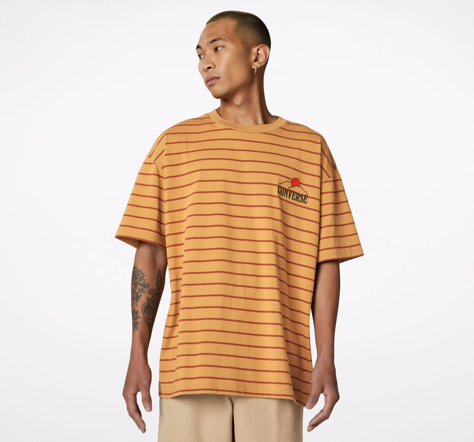 T-shirt &agrave; manches courtes et &agrave; rayures Hybrid World Bl&eacute;