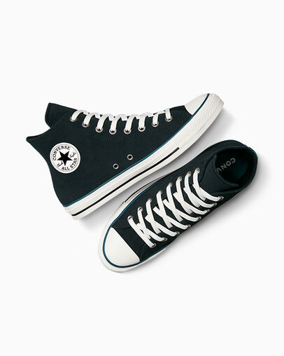 Chuck Taylor All Star Contrast Suede Black/Jaded Teal/Egret, Angled View
