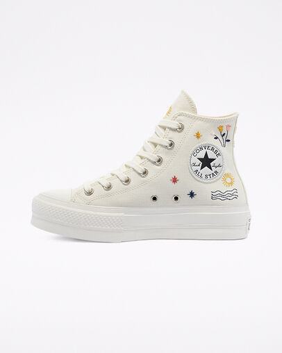 Chuck Taylor All Star Lift Platform It's Okay To Wander Egret/Vintage White/Black, Inner Side View