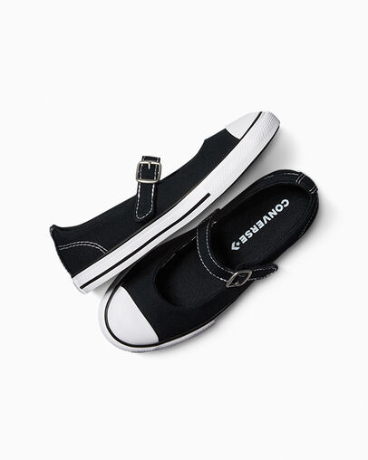 Chuck Taylor All Star Dainty Mary Jane Black/White/Black, Angled View