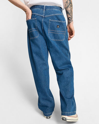 Woven Denim Pants Lt Stone Wash, Full Body View