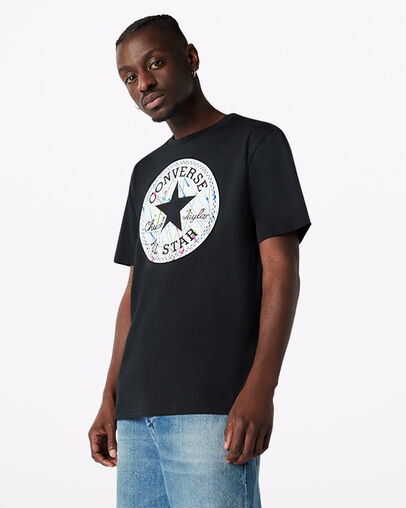 Splatter Paint Chuck Taylor Patch Short Sleeve T-Shirt Converse Black, Front View