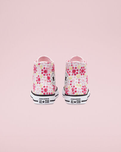 Canvas Broderie Chuck Taylor All Star Blanco/Rosa/Negro, Heel View