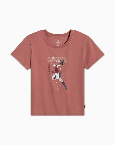 Converse x NARUTO SHIPPUDEN Baby Doll T-Shirt Marron cirage clair, Front View