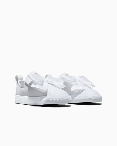 Converse Chuck Taylor All Star Satin Bow Easy-On White/White/Gold — photo 6