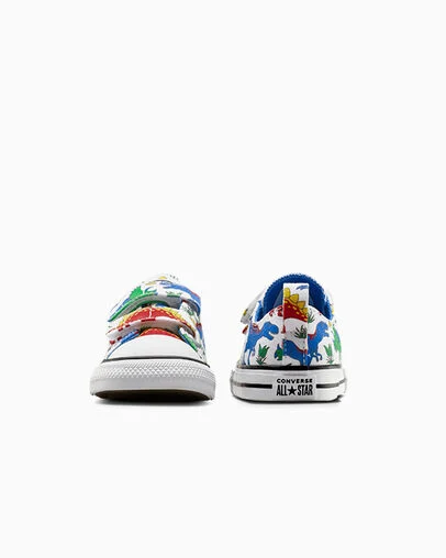 Chuck Taylor All Star Dino Party Easy On White/Totally Blue/Enamel Red, Heel View