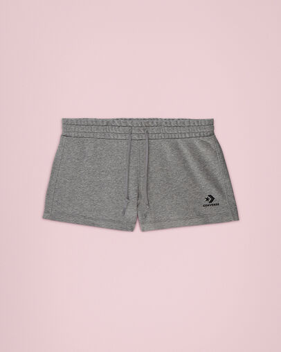 Embroidered Star Chevron French Terry Shorts Vintage Grey Heather, Front View