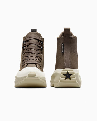 Run Star Hike Platform Weatherized Leather Trufa/Negro/Garza, Heel View