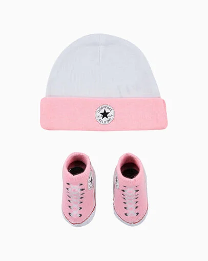 2-Piece Chuck Taylor Hat & Booties Set Arctic Punch, Front View