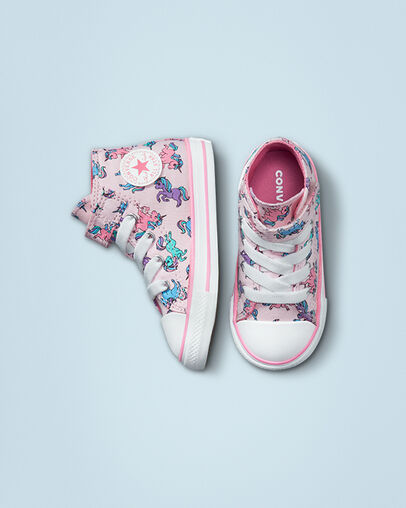 Chuck Taylor All Star Easy-On Unicorns Pink Foam/Pink/University Blue, Top and Side View