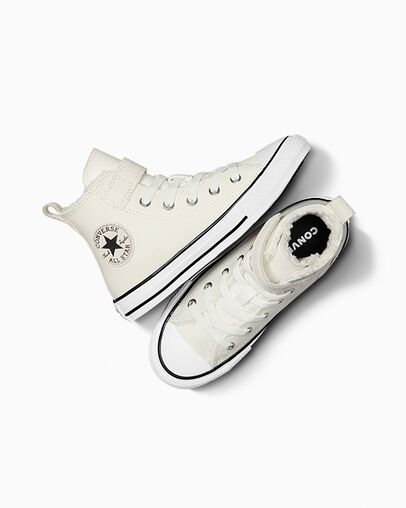 Chuck Taylor All Star Easy On Leather Egret/White/Black, Angled View
