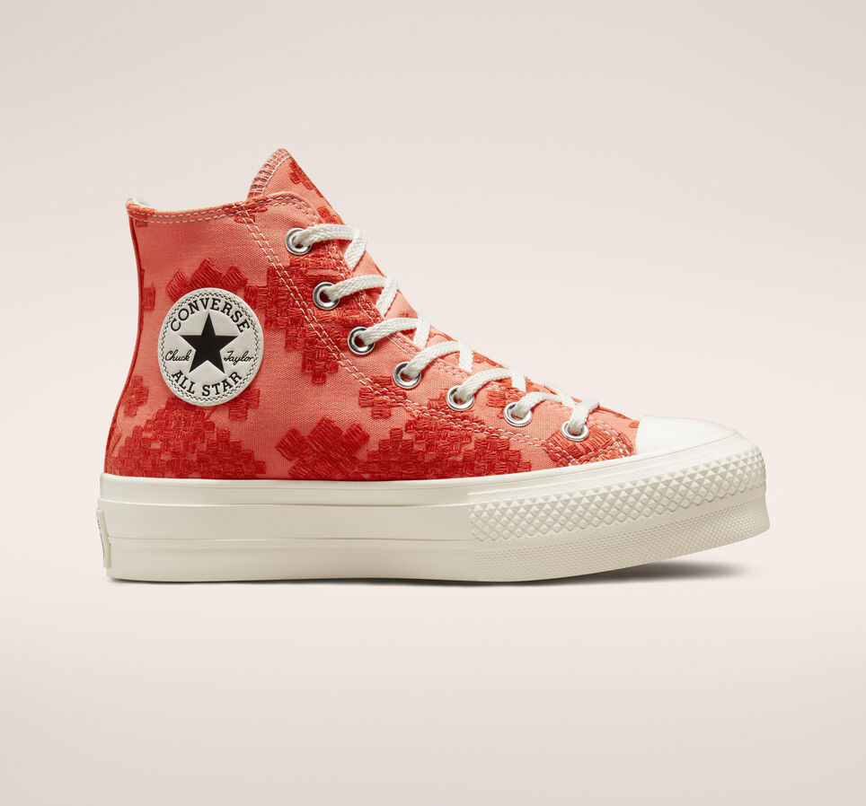 Chuck Taylor All Star Lift Platform Tonal Embroidery Bright Madder/Mantra Orange