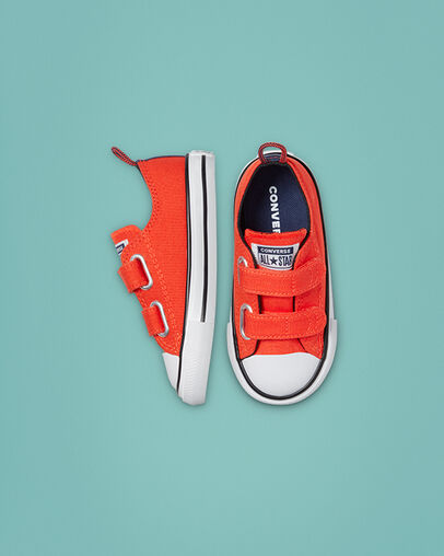 Chuck Taylor All Star Easy-On Bright Poppy/Midnight Navy, Top and Side View