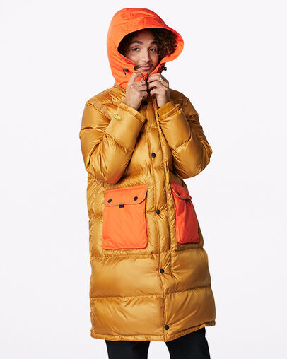 Counter Climate Long Down Jacket Wheat, Detail View