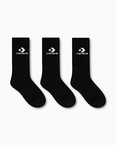 3-Pack Star Chevron Crew Socks Black, 3/4 View