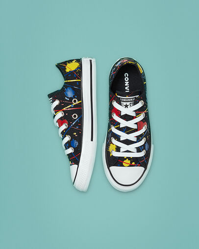 Chuck Taylor All Star Paint Splatter Black/Multi/White, Top and Side View