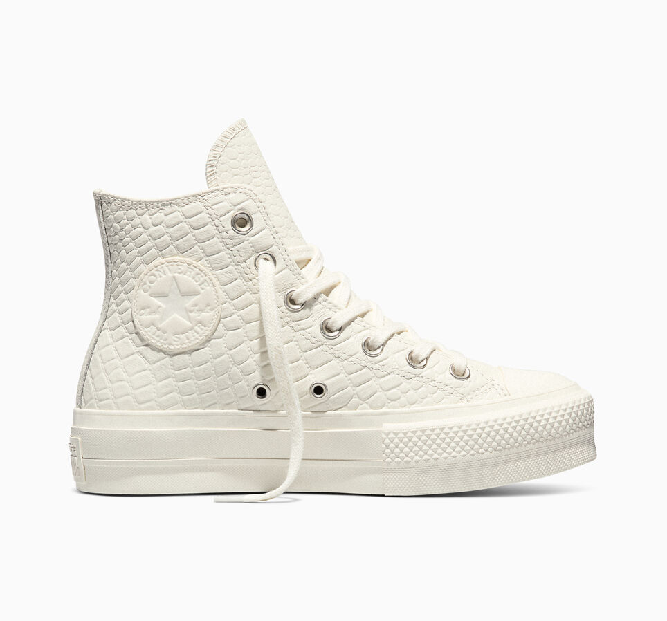 All Star Lift Platform Crocodile Egret/Egret/Vintage White