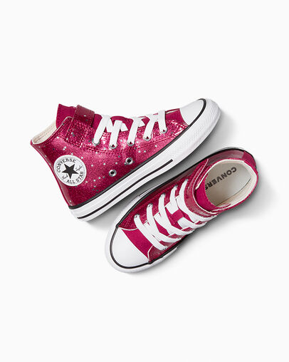 Chuck Taylor All Star Easy-On Glitter Sporty Berry/White/Egret, Angled View