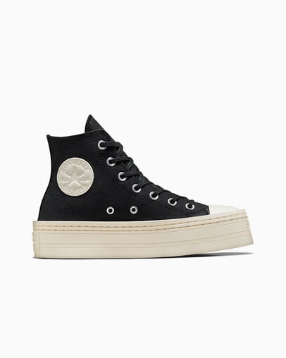 Chuck Taylor All Star Modern Lift Platform Canvas Black/Black/Egret, Outer Side View