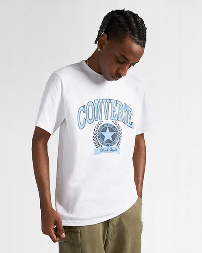 Retro Collegiate Graphic T-Shirt White, Front View