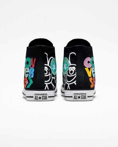 Chuck Taylor All Star Floral Black/White/Light Dew, Heel View