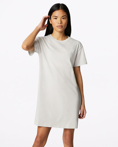 Heathered Short Sleeve T-Shirt Dress Natural Heather, Front View